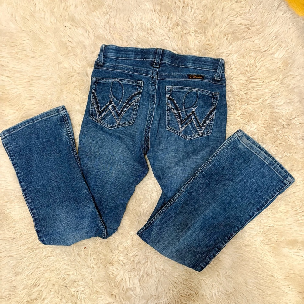 Wrangler Women's Q-Baby Mid Rise Bootcut Ultimate Riding Blue Jeans - Picture 4 of 7